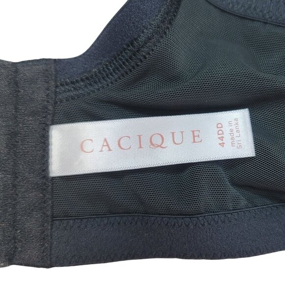 Cacique Boost Plunge Bra Black 44DD Underwire Adjustable Strap Seamless Cup - Picture 9 of 10